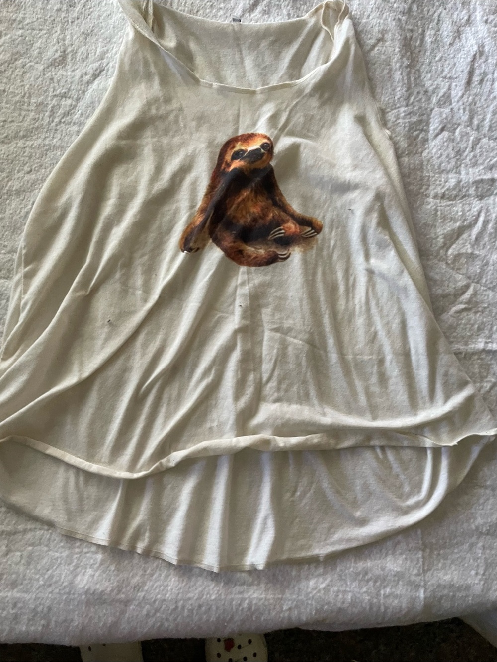 Cream Sloth Graphic Tank Top - Picture 2 of 3